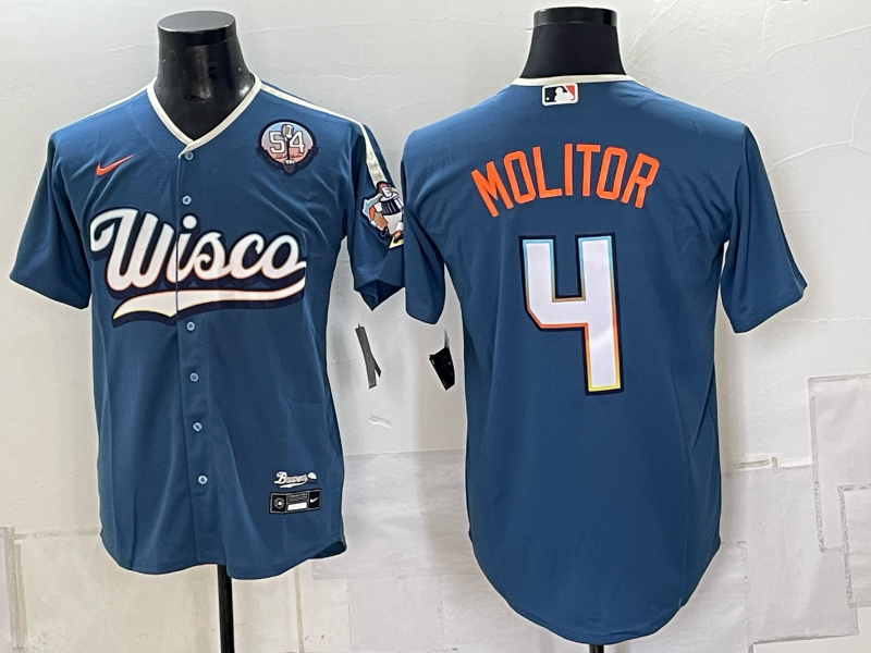 Men 2026 Milwaukee Brewers #4 Molitor blue Game Nike MLB Jersey 092401->milwaukee brewers->MLB Jersey